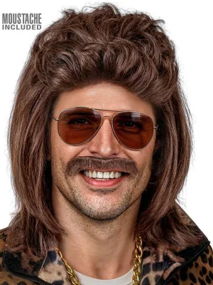 Moška Rjava Mullet Lasulja z Brki