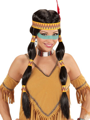 Ženska Indijanska Lasulja s Perjem